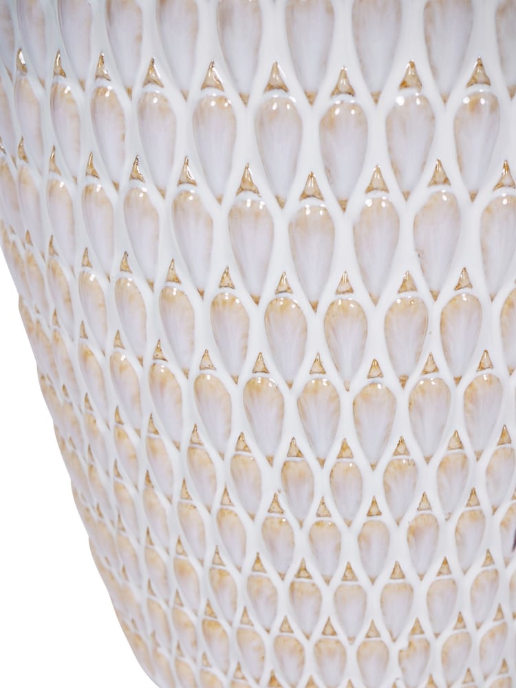 Libra Interiors Cream Mediterranean Reactive Glaze Ceramic Large Planter - Image 5 of 5