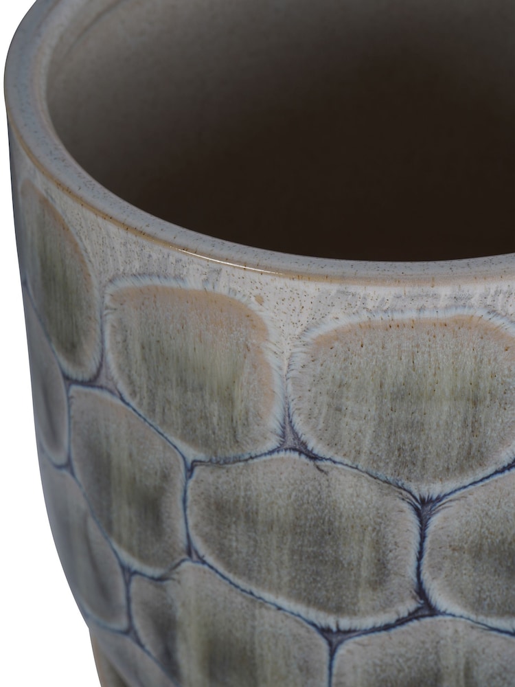 Libra Interiors White Blue Grey Armadillo Azure Ceramic Planter with Base Medium - Image 2 of 5