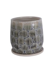 Libra Interiors White Blue Grey Armadillo Azure Ceramic Planter with Base Medium - Image 3 of 5