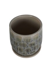 Libra Interiors White Blue Grey Armadillo Azure Ceramic Planter with Base Medium - Image 4 of 5