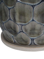 Libra Interiors White Blue Grey Armadillo Azure Ceramic Planter with Base Medium - Image 5 of 5