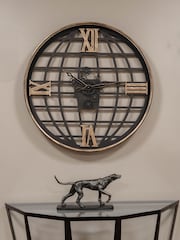 Libra Interiors Black Open Wall Clock Globe and Numerals 100cm - Image 1 of 6