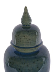 Libra Interiors Green Mediterranean Ginger Jar Reactive Glazed Ceramic Vase - Image 4 of 5