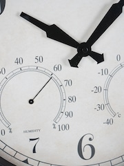 Libra Interiors Antique Black Outdoor Metal Clock with Temperature and Humidity - Image 6 of 6
