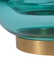 Libra Interiors Teal Jorum Collection Glass Bowl with Brass Detail - Image 4 of 6