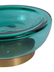 Libra Interiors Teal Jorum Collection Glass Bowl with Brass Detail - Image 5 of 6