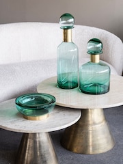Libra Interiors Teal Jorum Collection Glass Bowl with Brass Detail - Image 6 of 6