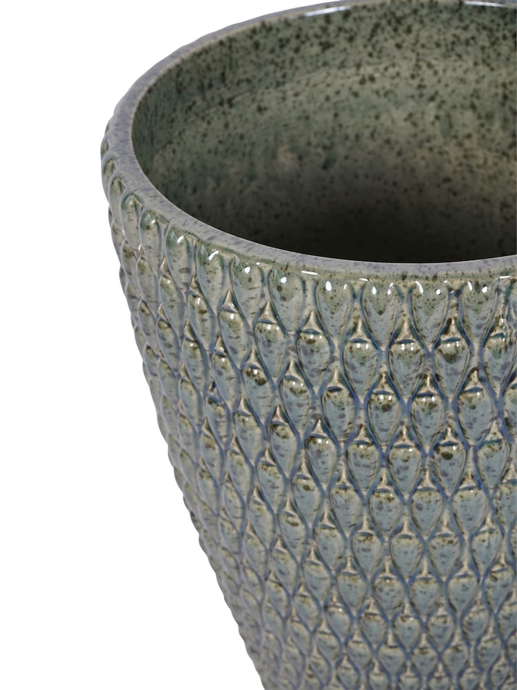 Libra Interiors Green Large Mediterranean Reactive Glaze Ceramic Planter - Image 2 of 5