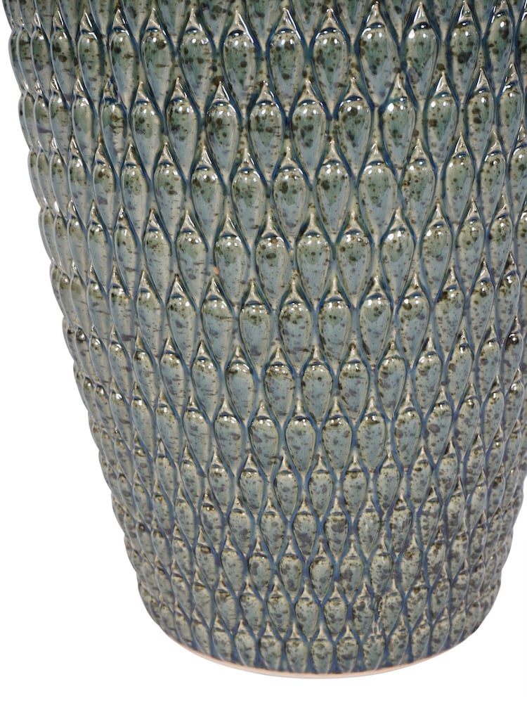 Libra Interiors Green Large Mediterranean Reactive Glaze Ceramic Planter - Image 5 of 5