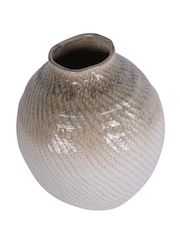 Libra Interiors White Taupe Large Ceramic Woven Vase - Image 2 of 5