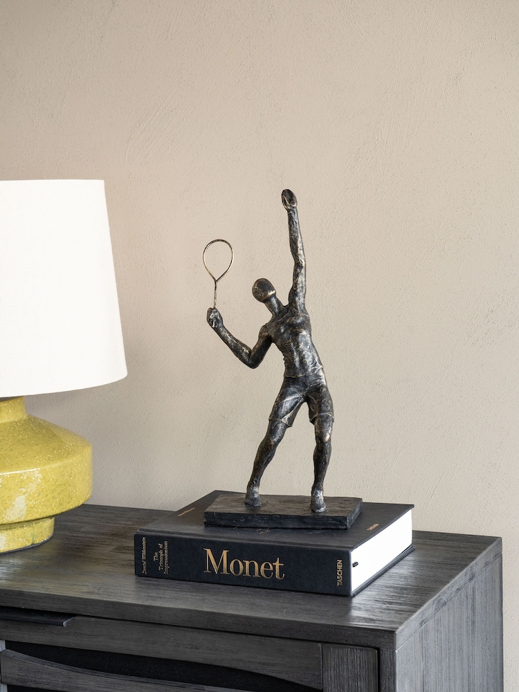 Libra Interiors Bronze Tennis Player Sculpture - Image 1 of 6