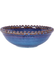 Libra Interiors Blue Mediterranean Reactive Glaze Ceramic Bowl - Image 3 of 5