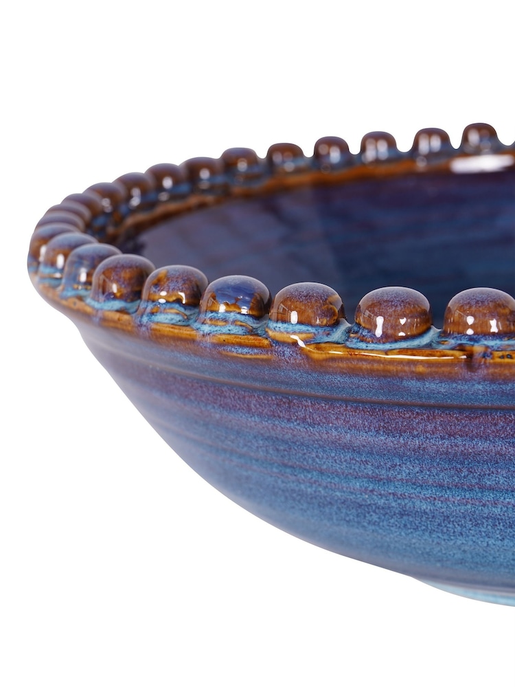 Libra Interiors Blue Mediterranean Reactive Glaze Ceramic Bowl - Image 5 of 5