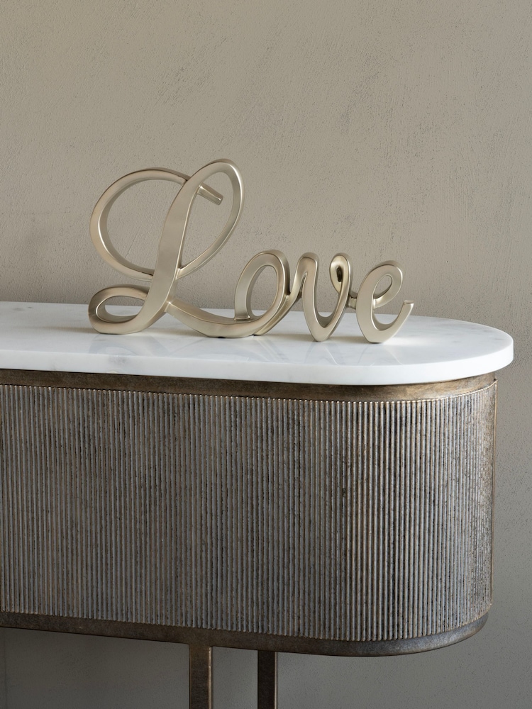 Libra Interiors Champagne Gold Word Love Sculpture - Image 1 of 5