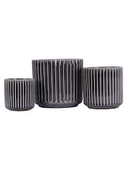Libra Interiors Set of 3 Black Medini Reactive Glaze Ceramic Planter - Image 4 of 6