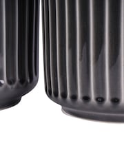 Libra Interiors Set of 3 Black Medini Reactive Glaze Ceramic Planter - Image 6 of 6