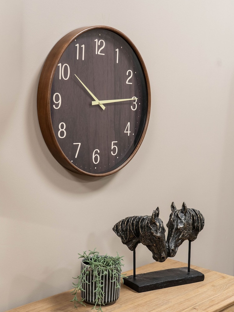 Libra Interiors Brown Grain Effect Clock 53cm - Image 1 of 6