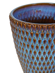 Libra Interiors Blue Large Mediterranean Reactive Glaze Ceramic Planter - Image 2 of 5