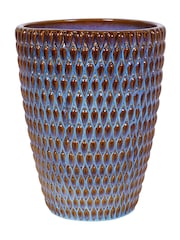 Libra Interiors Blue Large Mediterranean Reactive Glaze Ceramic Planter - Image 3 of 5