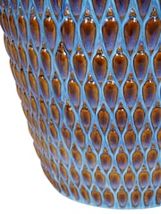 Libra Interiors Blue Large Mediterranean Reactive Glaze Ceramic Planter - Image 5 of 5