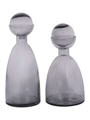 Libra Interiors Grey Vitrum Smoked Bottle Vase 43cm - Image 3 of 3
