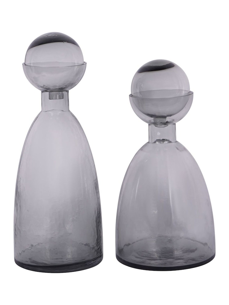 Libra Interiors Grey Vitrum Smoked Bottle Vase 43cm - Image 3 of 3