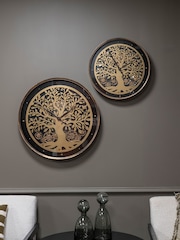 Libra Interiors Black Natural Viking Tree Wall Clock Moving Dials 80cm - Image 1 of 6