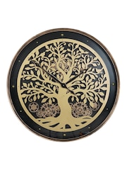 Libra Interiors Black Natural Viking Tree Wall Clock Moving Dials 80cm - Image 2 of 6