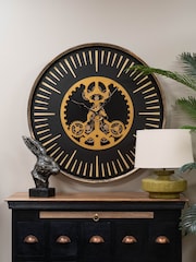 Libra Interiors Black Gold Palladium Wall Clock with Centre Moving Dials 100cm - Image 1 of 6