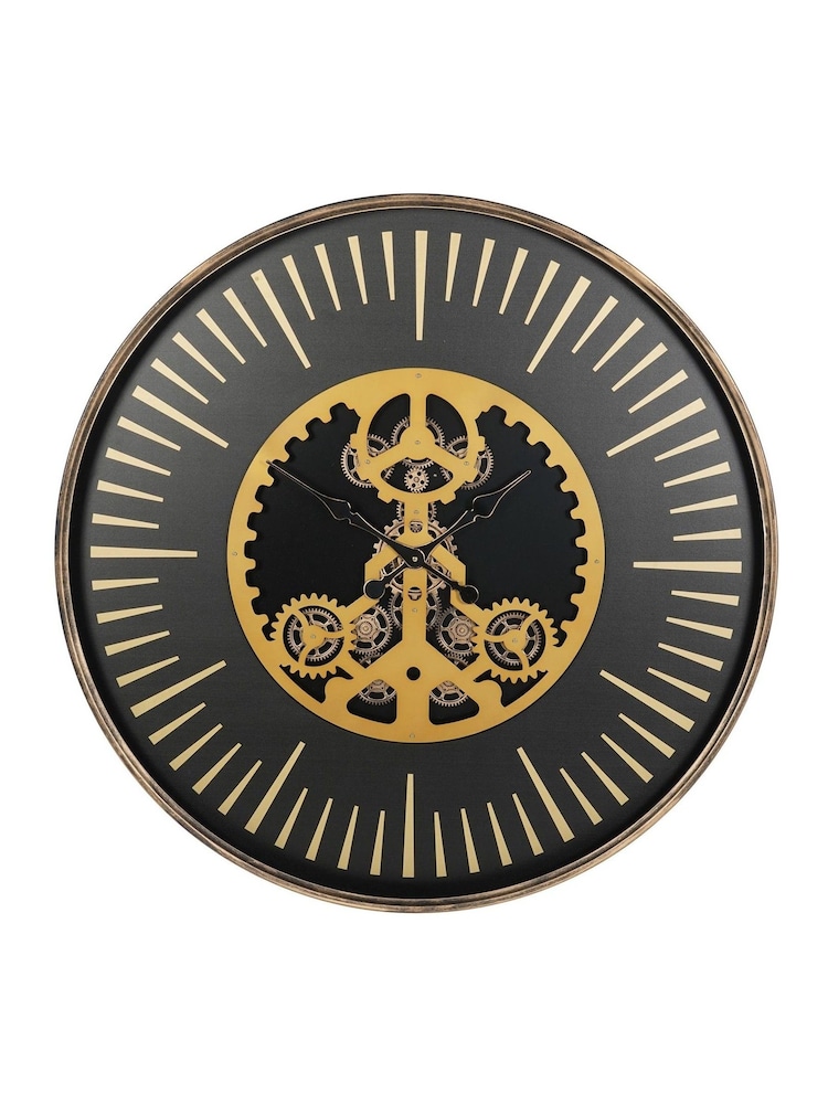 Libra Interiors Black Gold Palladium Wall Clock with Centre Moving Dials 100cm - Image 2 of 6