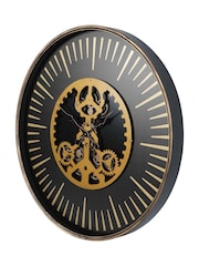 Libra Interiors Black Gold Palladium Wall Clock with Centre Moving Dials 100cm - Image 3 of 6