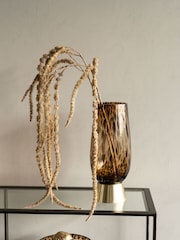 Libra Interiors Brown Black Savanna Glass Vase with Brass Base 40cm - Image 1 of 5