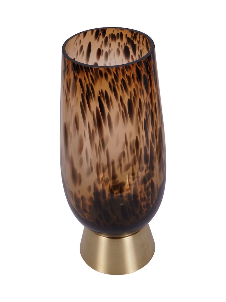 Libra Interiors Brown Black Savanna Glass Vase with Brass Base 40cm - Image 5 of 5