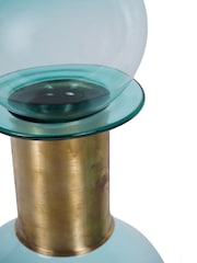 Libra Interiors Teal Jorum Collection Glass Bottle Tall with Lid Brass Detail - Image 2 of 5