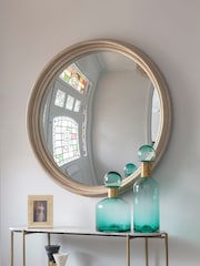 Libra Interiors Country Silver Fen Round Convex Large Mirror - Image 1 of 4
