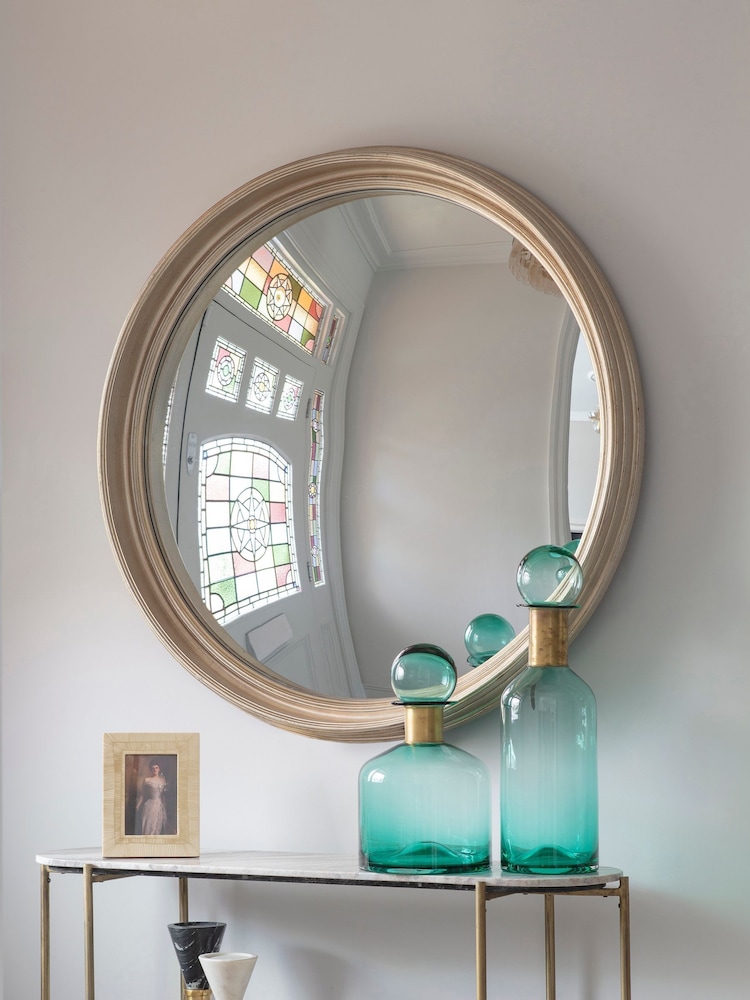 Libra Interiors Country Silver Fen Round Convex Large Mirror - Image 1 of 4