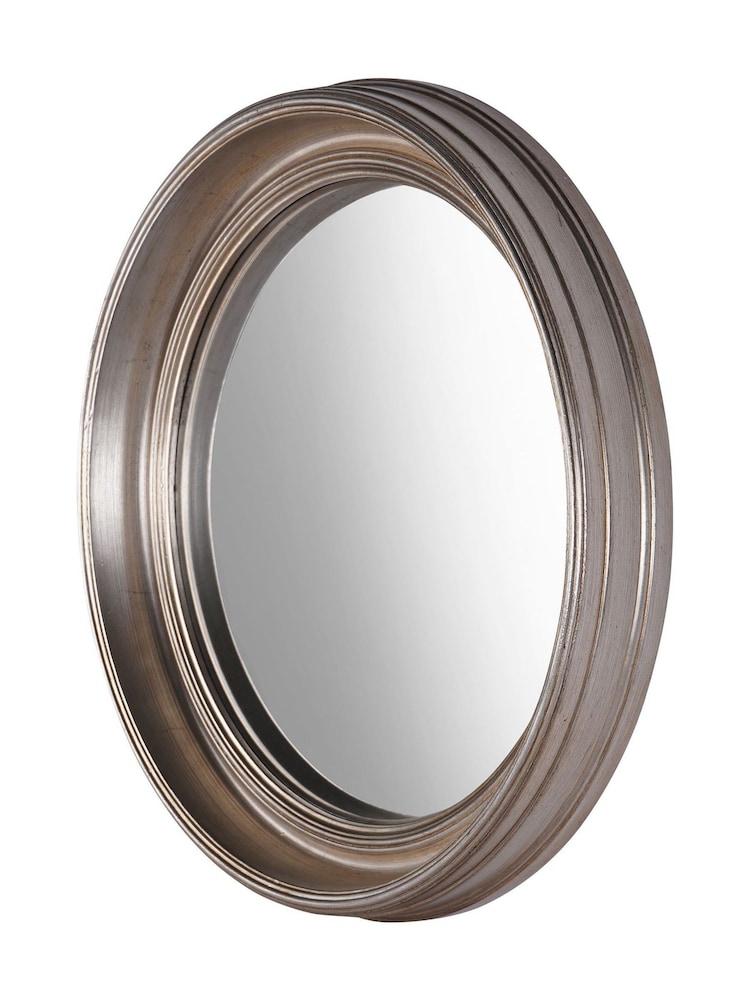 Libra Interiors Country Silver Fen Round Convex Large Mirror - Image 4 of 4