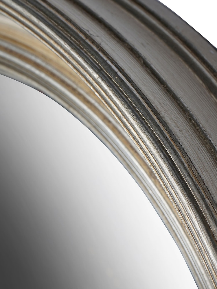 Libra Interiors Country Silver Fen Round Convex Large Mirror - Image 6 of 6