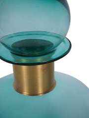 Libra Interiors Teal Jorum Collection Glass Bottle Wide with Lid Brass Detail - Image 2 of 5