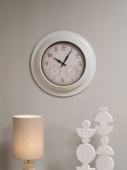 Libra Interiors Antique White Outdoor Metal Clock with Temperature and Humidity 53.3cm - Image 1 of 6