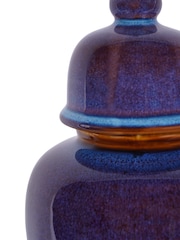 Libra Interiors Blue Mediterranean Ginger Jar Reactive Glazed Ceramic Blue Vase - Image 2 of 5