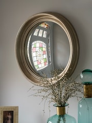 Libra Interiors Country Silver Fen Round Convex Small Mirror - Image 1 of 6
