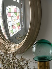 Libra Interiors Country Silver Fen Round Convex Small Mirror - Image 4 of 6