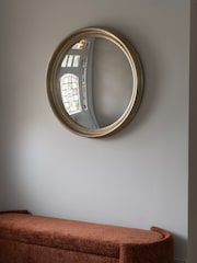 Libra Interiors Country Silver Fen Round Convex Medium Mirror - Image 1 of 4