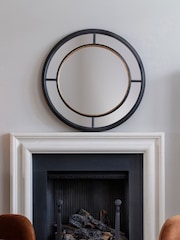 Libra Interiors Rusty Black with Gold Adelaide Antique  Frame Round Mirror - Image 1 of 6