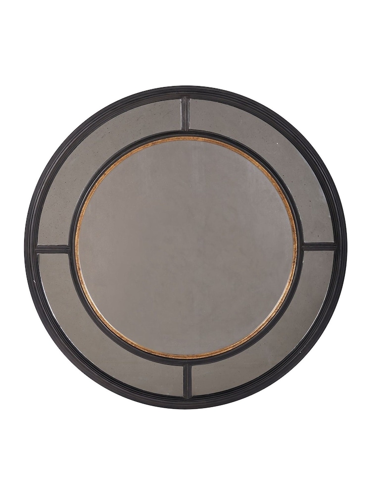 Libra Interiors Rusty Black with Gold Adelaide Antique  Frame Round Mirror - Image 2 of 6