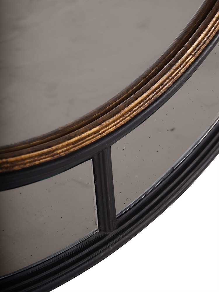 Libra Interiors Rusty Black with Gold Adelaide Antique  Frame Round Mirror - Image 6 of 6