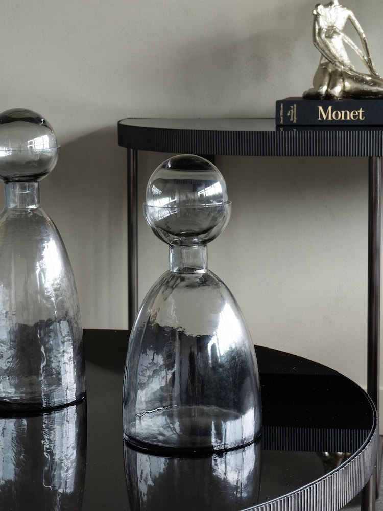 Libra Interiors Grey Vitrum Smoked Bottle Vase 37cm - Image 1 of 6