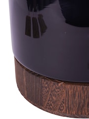 Libra Interiors Black Noir Glass Votive Vase with Wooden Base 31.5cm - Image 5 of 5