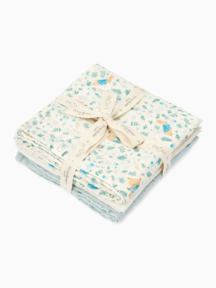 Mori 3 Pack Blue Peter Rabbit 100% Cotton Muslin Blankets - Image 2 of 2